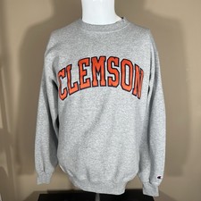 Clemson Tigers Crewneck Sweatshirt Adult Medium Gray Embroidered Pullover