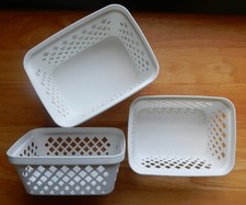 Set of 6 White Plastic Stacking, Multipurpose Storage and Organization Baskets