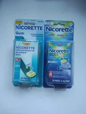 2 boxesNicorette 4mg Nicotine Based Stop Smoking Aid  Ice Mint (Pack of 20 Gums)