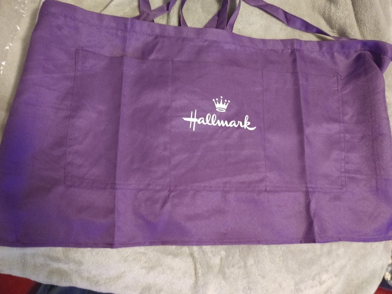 Authentic Hallmark Crown Store Employee Apron Purple Three Pocket Waist Tie 