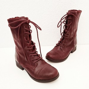 maroon combat boots