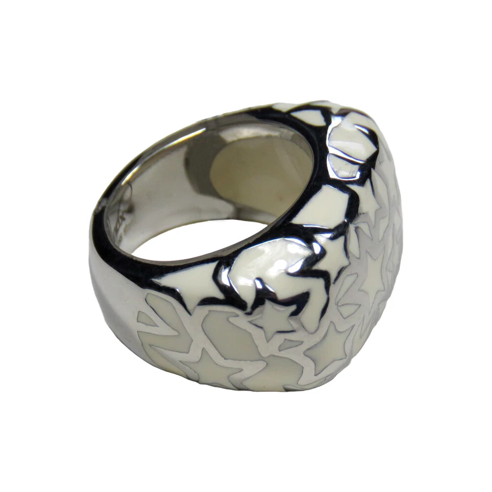 Anel feminino de aço inoxidável polido com estampa de estrelas - Imagem 2 de 3