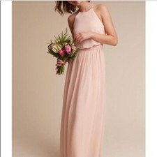 Anthropologie BHDLN Donna Morgan Alana Dress Halter Neckline in Blush Sz 4
