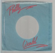 Company Sleeve 45 PHILLY WORLD Blue w/ Red Writing 1983-1985 