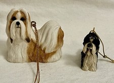 Lot of 2 Shih Tzu Dog Puppy Christmas Tree Detailed Resin Ornaments Two Colors