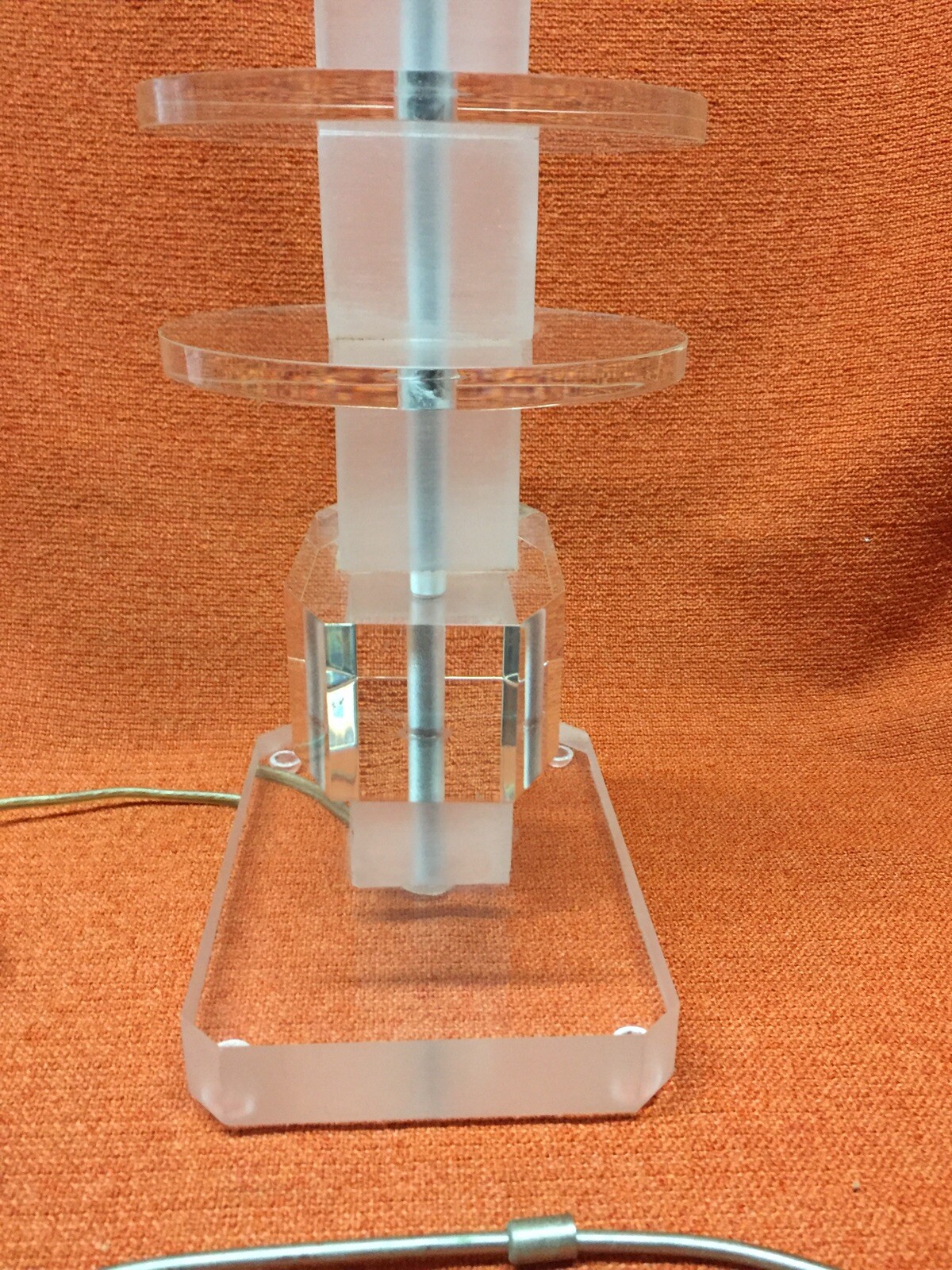 VTG Mid Century Modern Stacked Clear Lucite Table Lamp eBay