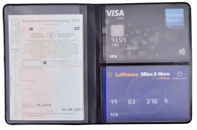 KFZ Schein Schutzhülle Schwarz NEU Mappe Etui Ausweis EC Kartenhülle Fahrzeug