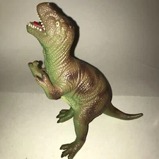 Prehistoric Dinosaur. T-Rex 14" long 2006 Rubber. Brown and Green