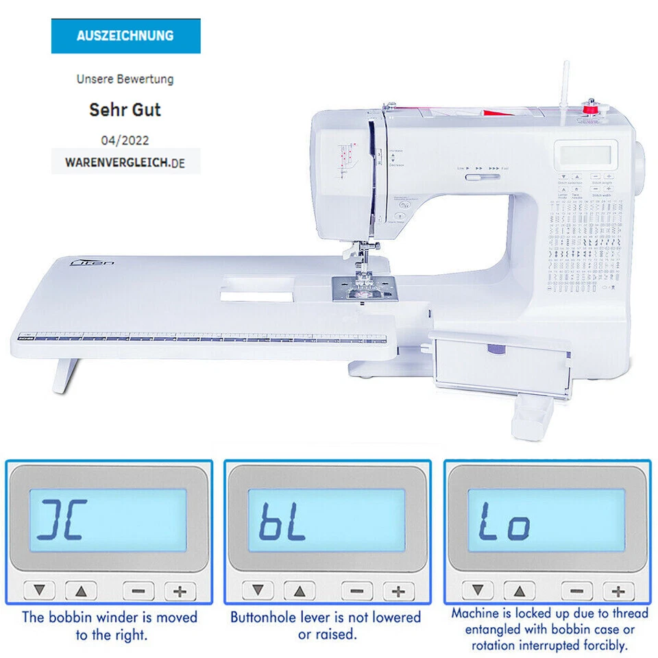 Elektronik Nähmaschine Freiarm Computernähmaschine mit 200 Nähprogrammen Uten - Bild 3 von 4