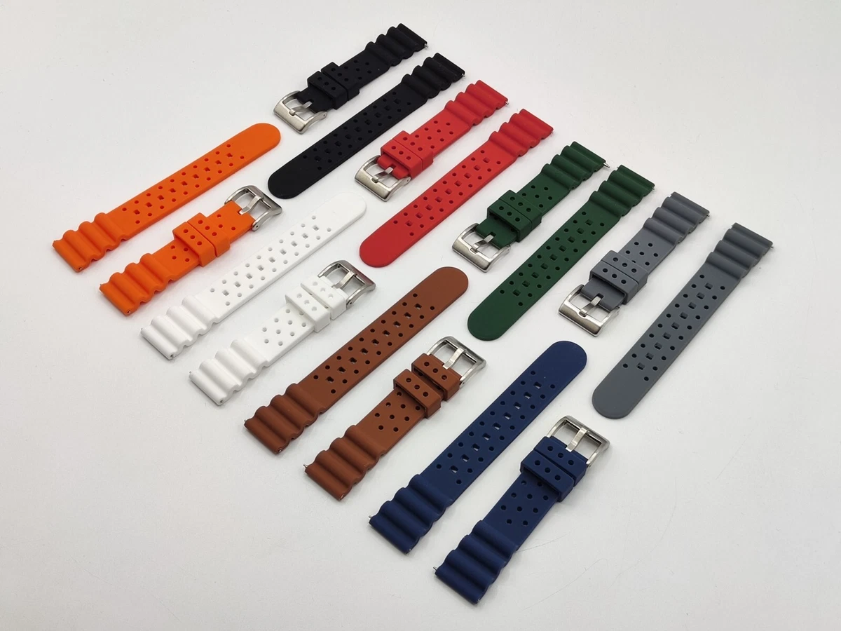 Kai Tian Cinturino Orologio Silicone 20mm/22mm – Rilascio Rapido Con Fibbia Acciaio – Colori: Nero, Blu, Arancione, Rosso, Bianco - 2