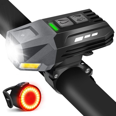 5000Lumens Bike Light Set, Rechargeable Bicycle Lights for Night Riding Front...