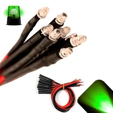 10 x LED Pre wired 12v 3mm Pure Green Flashing Blinking Strobe LEDs 12 volt 6v