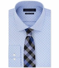 Tommy Hilfiger Mens Fitted Th Flex Non-iron English Blue Size 15-32/33