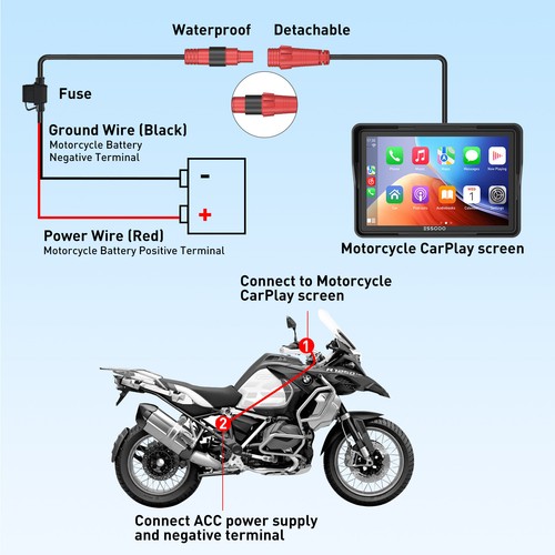 5" Motorcycle GPS Navigator Motorbike Carplay Navigation Waterproof Touch Screen - Picture 8 of 15