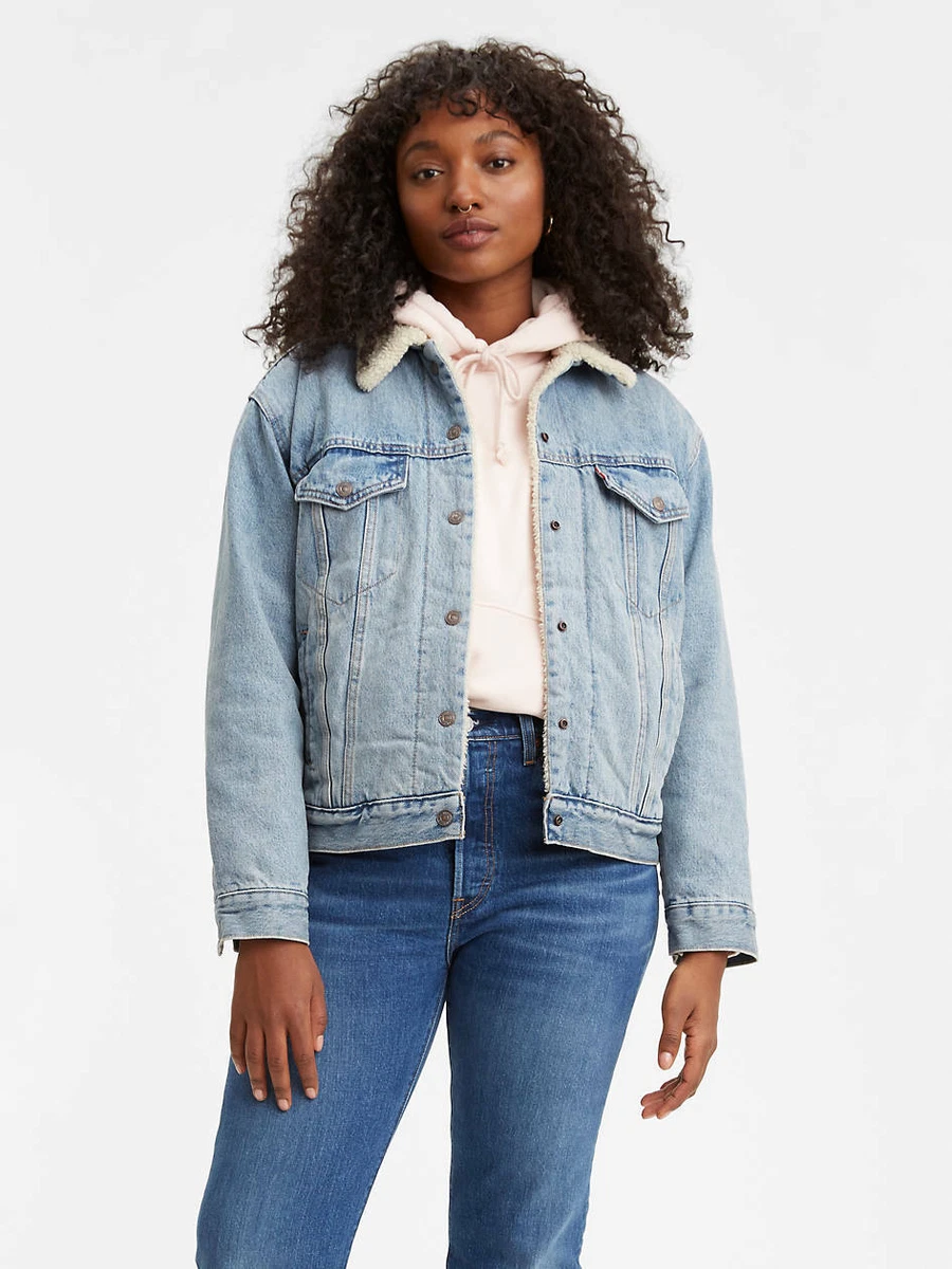 Levi's ex boyfriend trucker jacket sherpa deals