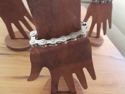 SILVER Bike Chain Bracelet Handmade Stainless Steel Biker Motorcycle HD  3 Sizes