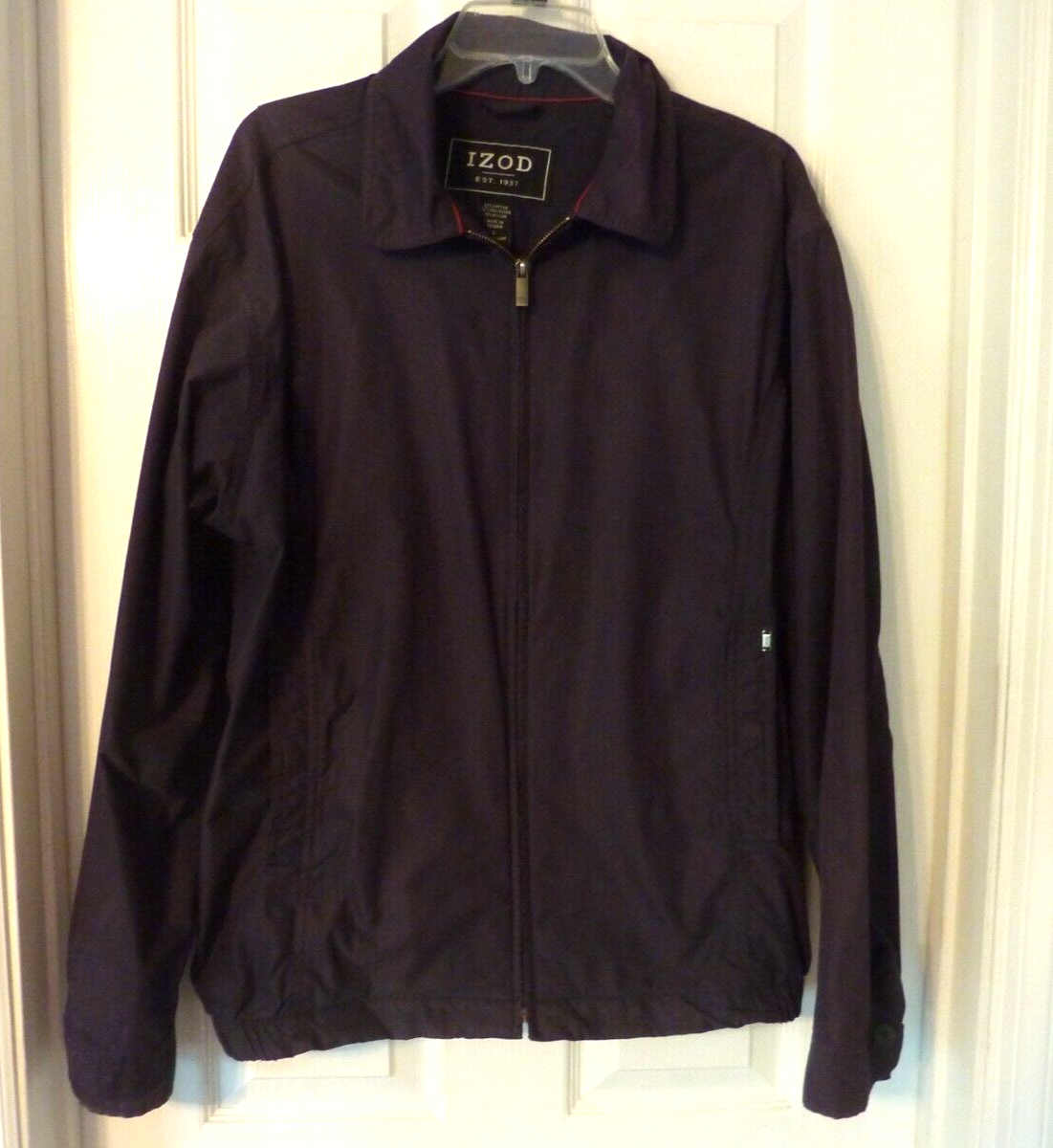 Vintage Izod Lacoste Lightweight Jacket Men's Size Large Navy Blue Full Zip