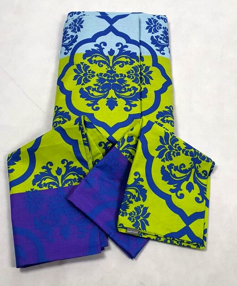 Juego de edredón estampado a rayas azul púrpura y verde Naf Naf 200 x 200 cm SS10 105