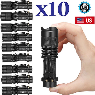 THE BATTERY CONNECTION 10 x Military Mini LED Flashlight Police Torch Lamp