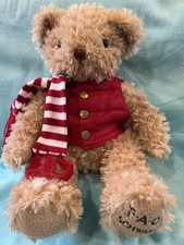 FAO Schwarz Winter Teddy Bear Plush 2018 Red Puffer Vest And Scarf Very Clean