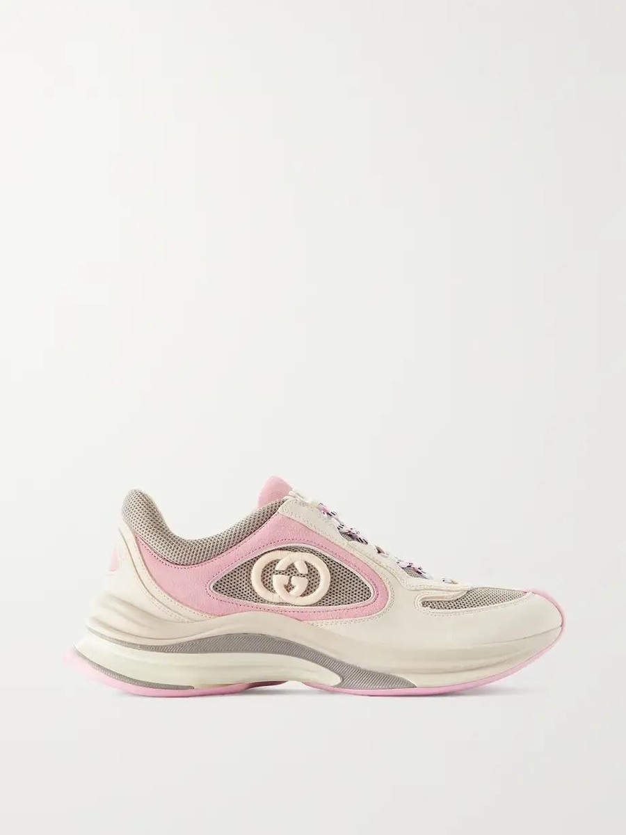 Gucci Run Interlocking GG Logo Leather Suede Trainers