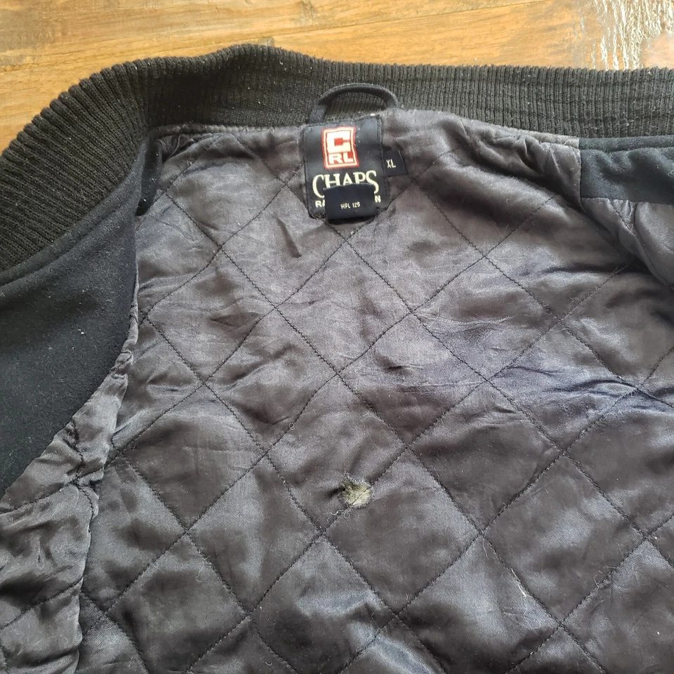 Винтажный Chaps Ralph Lauren жилет мужской XL шерстяная смесь Varsity куртка 90-х синий Snap Up - Изображение 4 из 4