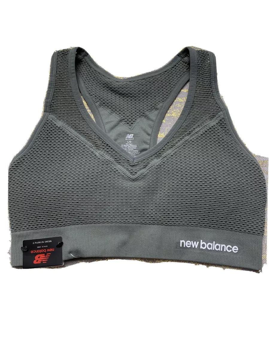 New Balance Sports Bra Green Seed Style 112003 Removable Cups Size Large