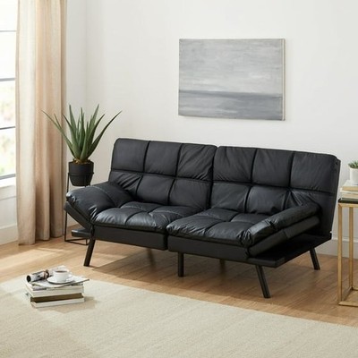 Mainstays Memory Foam Futon with 72'' Black Faux Leather