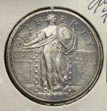 1917 Standing Liberty Quarter Type 1 - XF/AU Raw 90 Silver