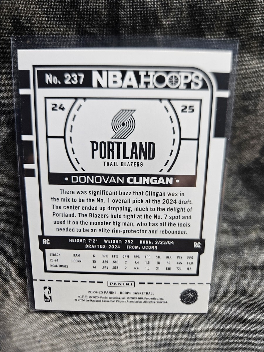 2024-25 Hoops Basketball #237 Donovan Clingan RC BASE | eBay