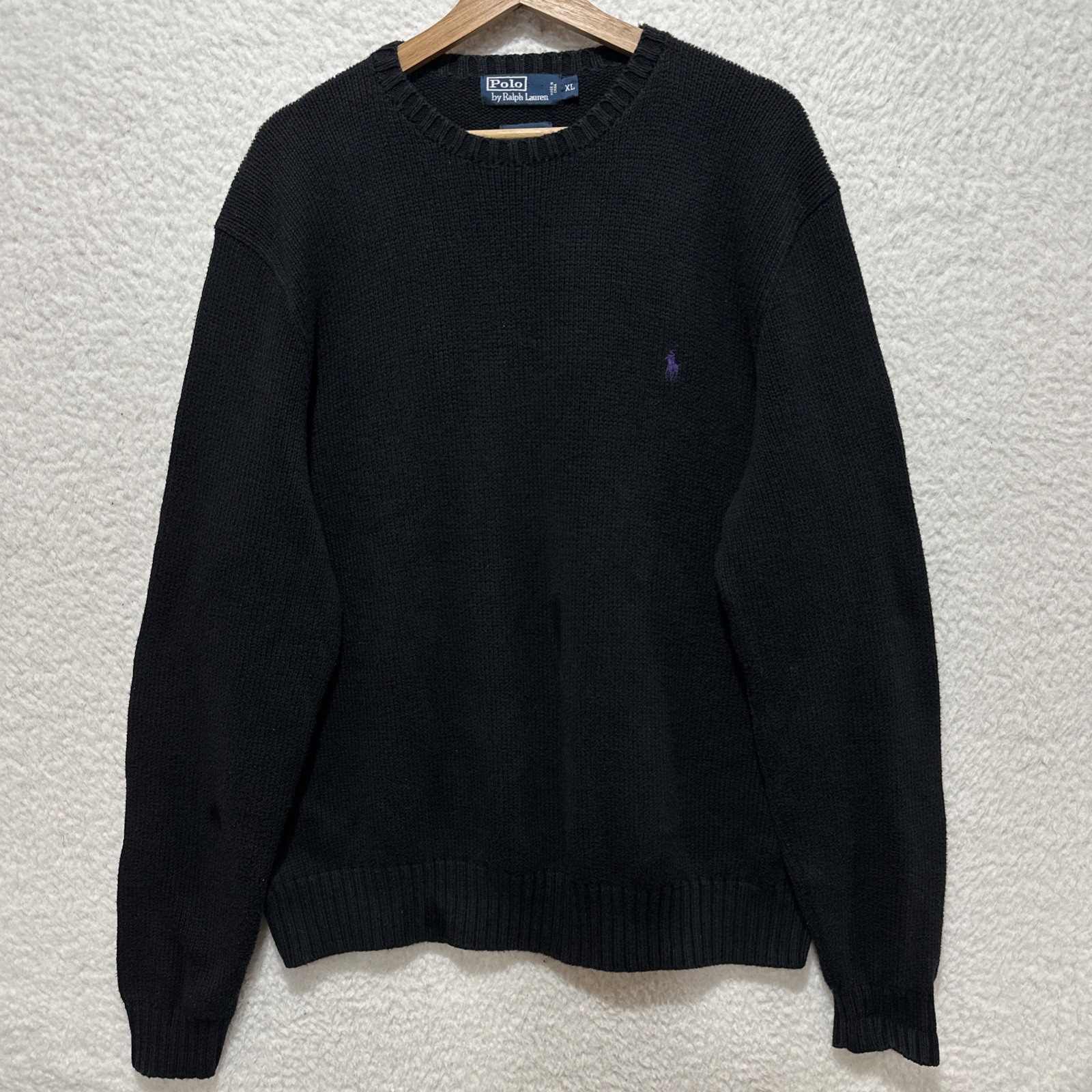 Vintage Polo Ralph Lauren Embroidered Pony Navy Blue Pullover Sweater Size XL