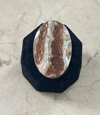 Vintage Sterling 925 Mother of Pearl Shell NF Cocktail Ring Size 8