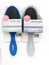 2 CONAIR Detangle Brushes Wet/Dry All Hair Types Flex Bristles Blue Gray