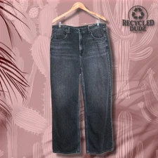 Rag & Bone sz 32 LOGAN Mid Rise Wide Leg Black Women's Jeans Cotton Tencel Blend