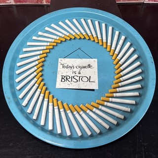 Rare Vintage Bristol Cigarettes Advertising Metal Drinks Pub Tray Tobacciana