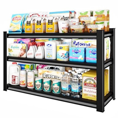 3-Tier Garage Shelving Heavy Duty，48'' W Metal Shelving 48''W×18''D×39''H Black