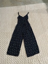 Hollister Women Small black floral Print Wide leg Jumpsuit with pockets