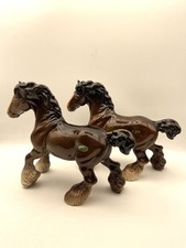 Vintage Pair of Beswick Cantering Shire Horse Figurine Gloss Model 975. VGC