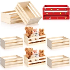6 Pcs 8'' Small Wooden Crates for Crafts Unfinished Crates Centerpiece Mini R...