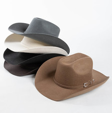 100 Wool Western Cowboy Hat Cowgirl Fedora Cap Roll-Up Wide Brim Belt Top Hats