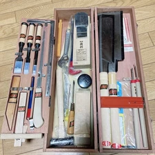 Japanese Vintage Kakuri Carpenter Tool set Hand plane hand saw etc With case #19