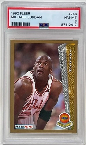 Michael Jordan 1992 Fleer Chicago Bulls NBA Basketball Trading Card #246 PSA 8