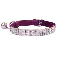 Rhinestones Cat Dog Collar Soft Velvet Safe Adjustable Collar Bling Diamante ...