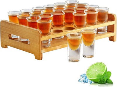 Shot Glass Set 0.7oz/20ml 24pcs Clear Shot Glass Holder Set Mini Shot Glass P 
