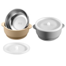 2 Pack Stainless Steel Baby Bowls with Removable Non-Slip Silicone Suction Sh...