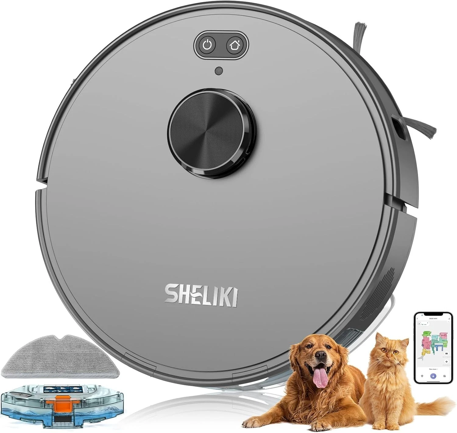 SHELIKI D60S Robot Vacuum & Mop LiDAR Navigation Smart Mapping Robotic Vacuum