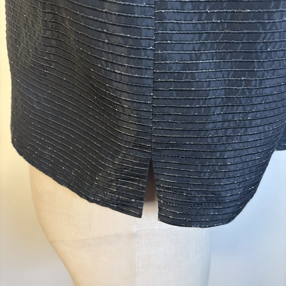 Finity Naturals Womens 10 Black Metallic Asian Mandarin Collar Jacket Vest - Image 4 of 4