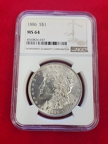 1886 morgan silver dollar ms64 #037