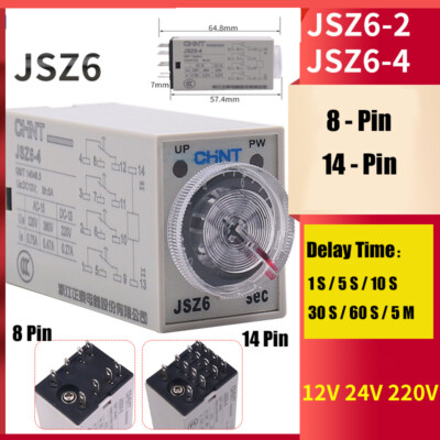 Power On Delay Timer Time Relay 1S - 5Min 12V 24V 220V 8 pin / 14 pin Relay+Base