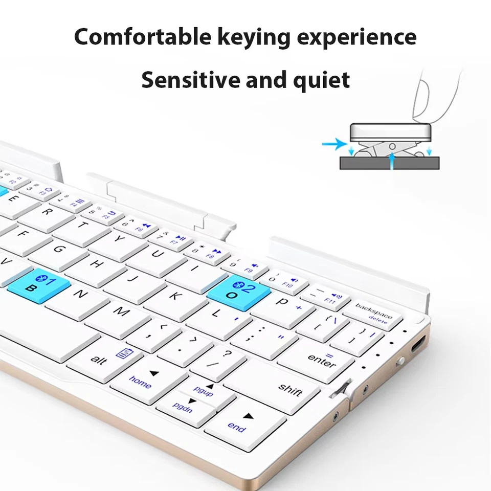 Portable Wireless Folding Keyboard for Ipad for Iphone Mac with Phone Holder - Image 3 of 4